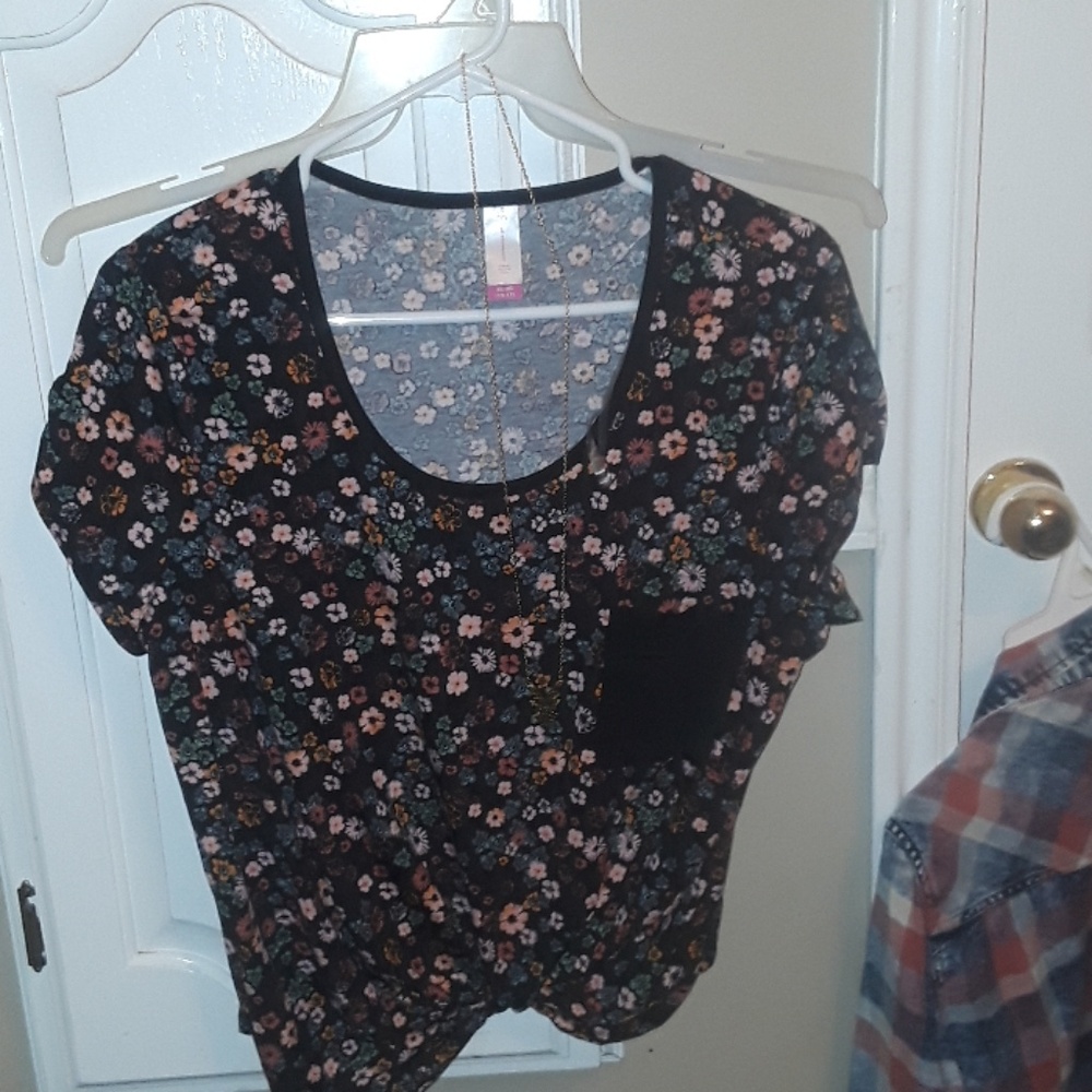 Black floral shirt